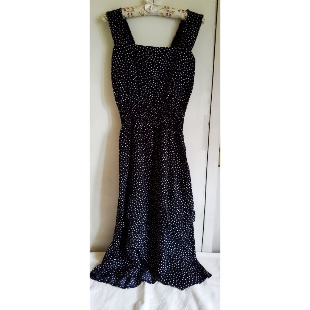 Dress Polkadot Panjang Tanpa Lengan — Eonnie Korea Vibes