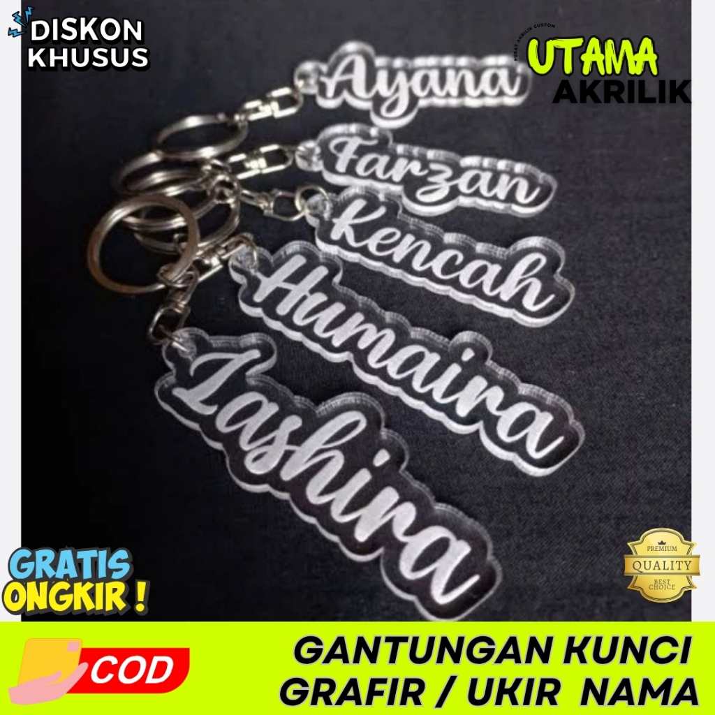 GANTUNGAN KUNCI UKIR NAMA AKRILIK