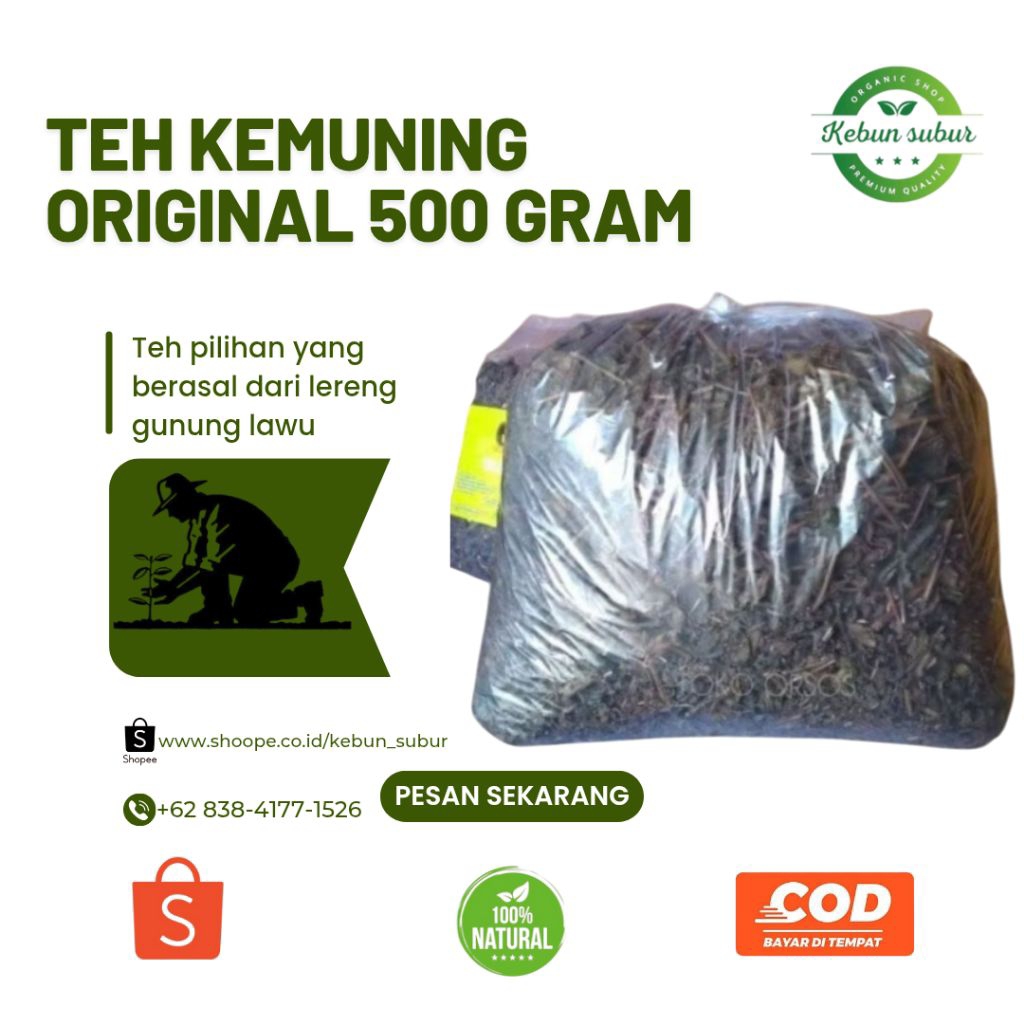 

KEBUN_SUBUR - 500 Gram teh Hitam Kemuning Original