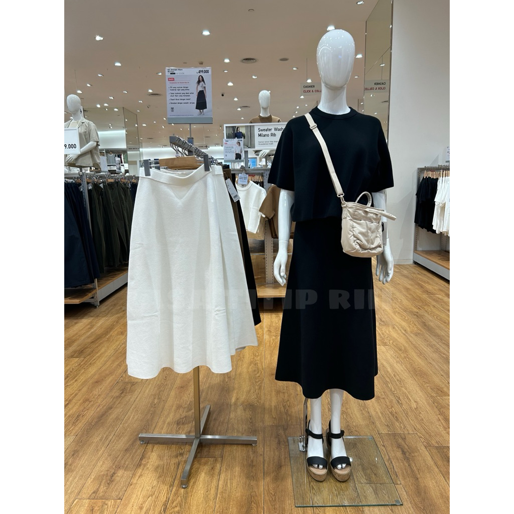 Rok Washable Milano Rib Flare WOMEN UNIQLO