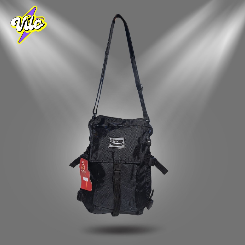 [Vilo _shop] - Tas Selempang Hitam - tas selempang cowok - tas selempang cewe - wesbag simple - tas 