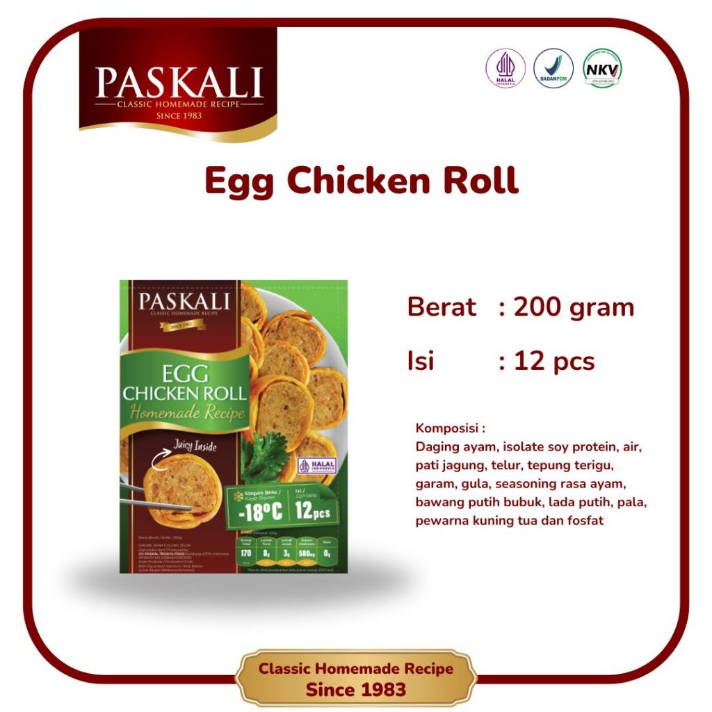 

Egg Chicken Roll Paskali 200 Gram Isi 12 Pcs