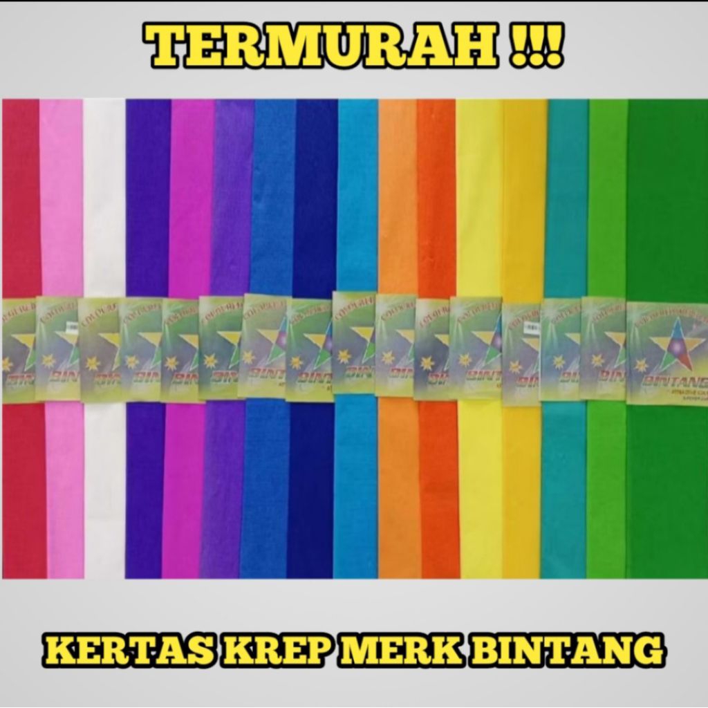 

(25 Lembar) Kertas Krep/Crepe Hiasan/Decor/Dekorasi Warna Bintang/kertasmaulid/Kapal layar 60x110 cm