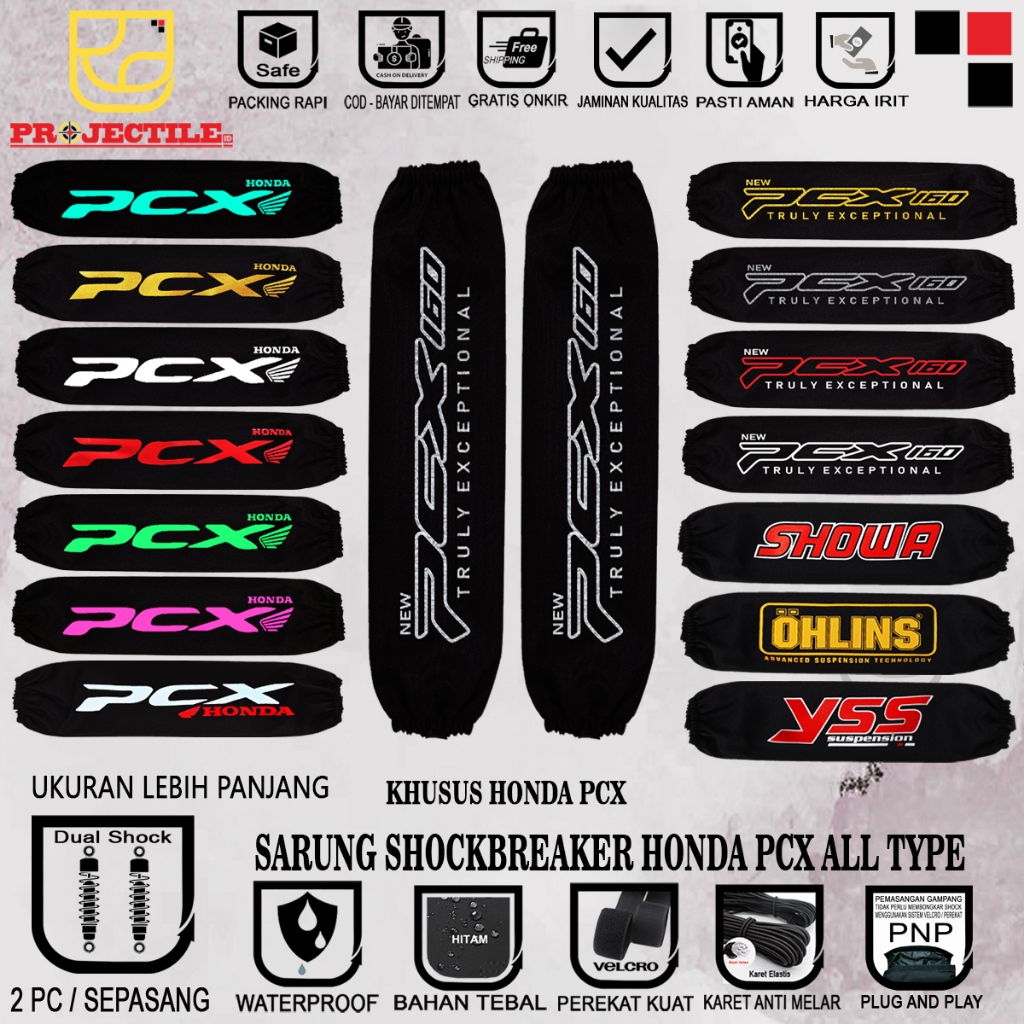 Sarung shock PCX 160 RoadSync cover shockbreaker sarung sok shok belakang motor Honda PCX RoadSync 1