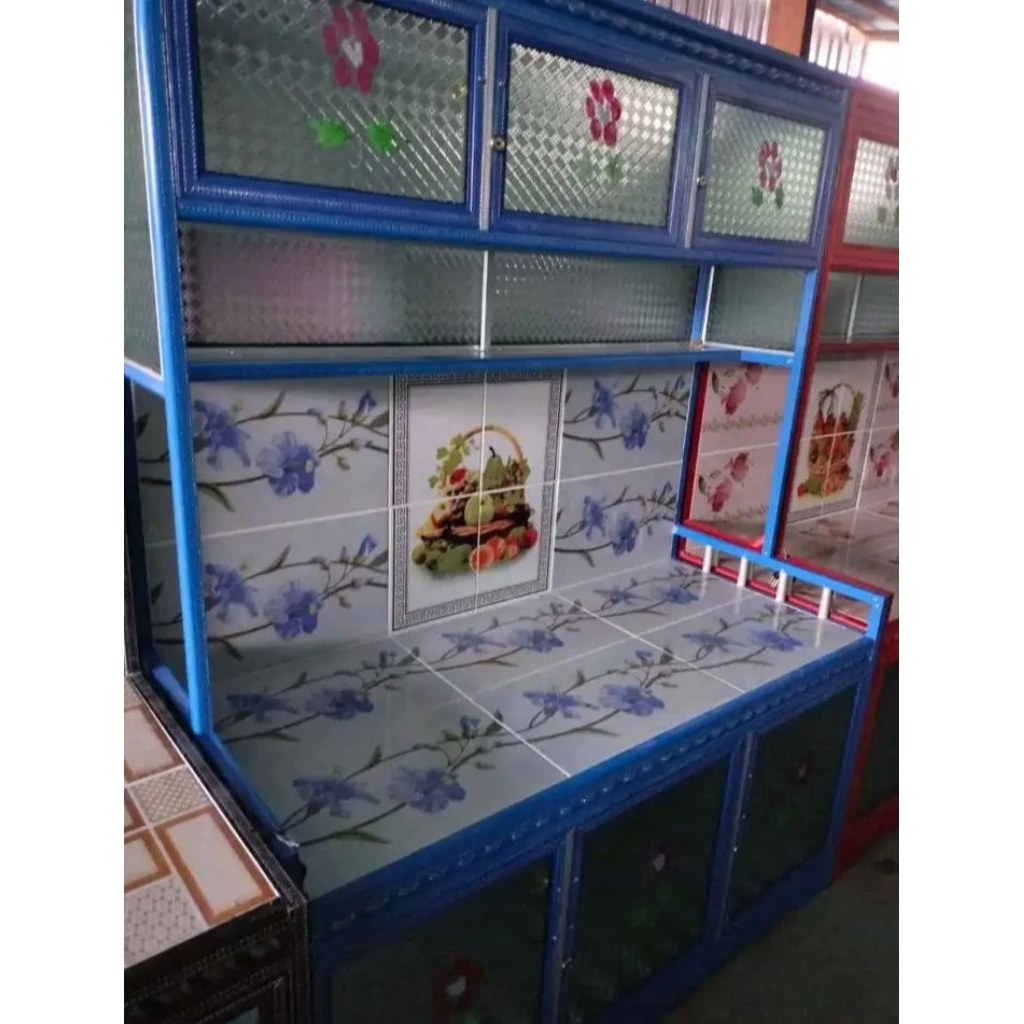 Lemari Kompor 3 Pintu Stenlis Warna