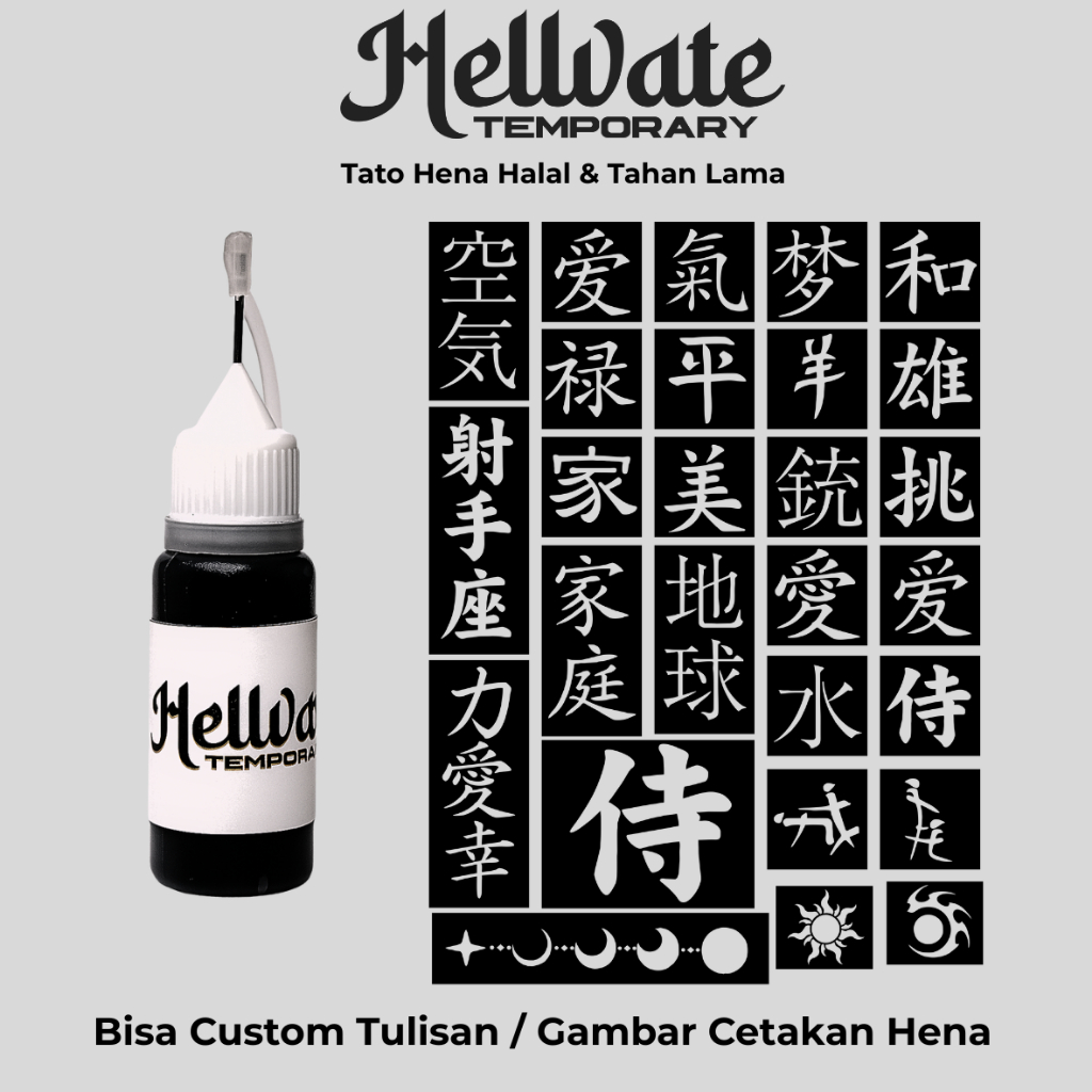 Tato Henna Tato Halal Tato Temporer Tahan Lama Bisa Custom Hena Kit G Hellvate Temporary