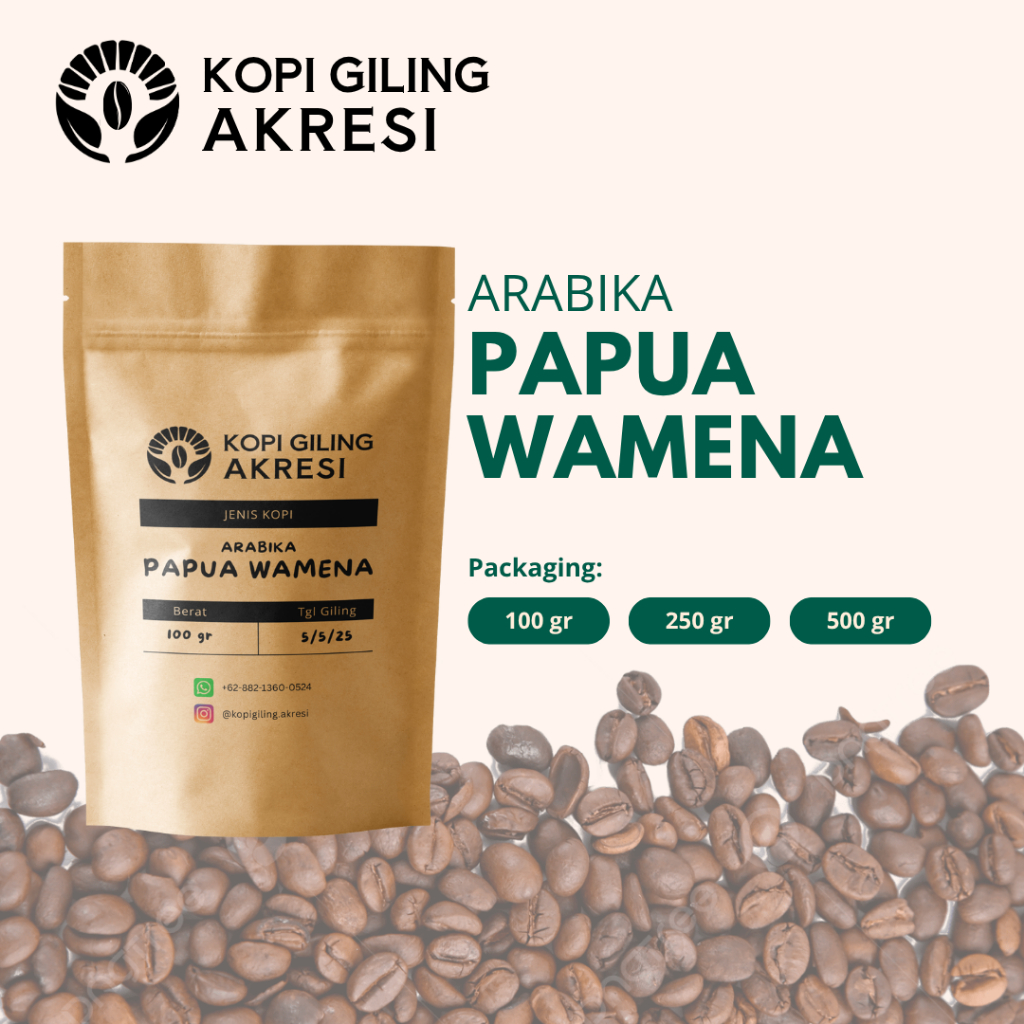 

Arabika Papua Wamena - Biji Kopi Bubuk Giling Murni | Kopi Giling Akresi