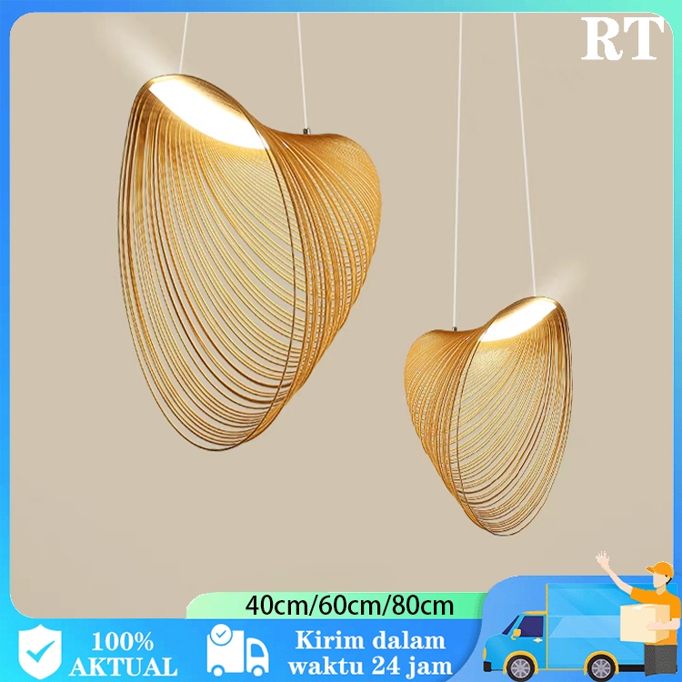 Lampu Gantung Estetika Lampu Strip Kayu Kreatif Lampu Hias Gantung LED Lampu Gantung Ruang Tamu Mini