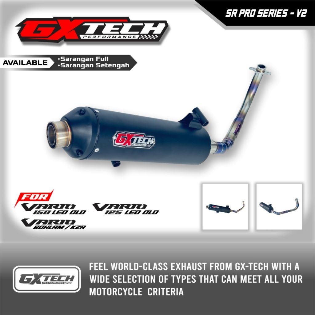 Knalpot Standar Racing VARIO125/150 LED OLD, VARIO KZR, PCX 160  SR-PRO SERIES V2 Inlet 38mm Full St
