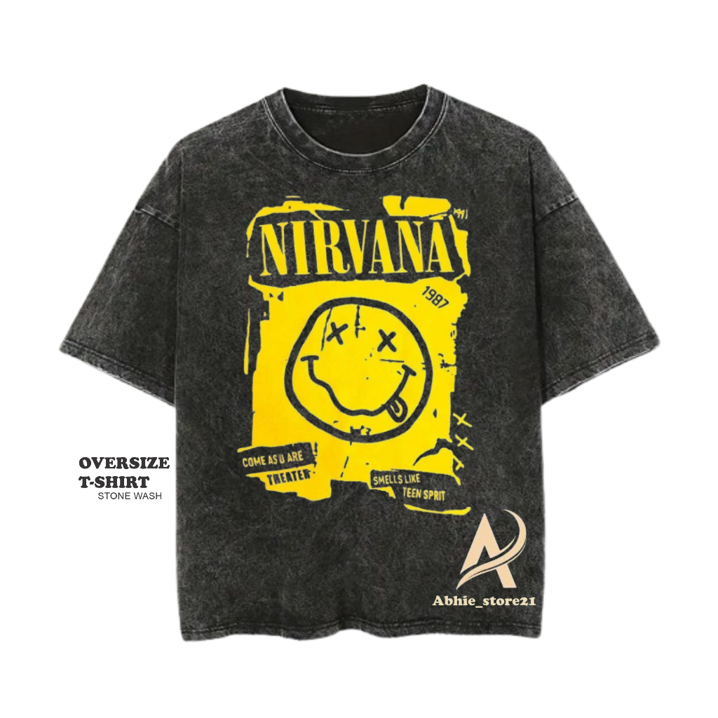 Kaos Washed Nirvana pria dan wanita / Kaos Stone Washed polos