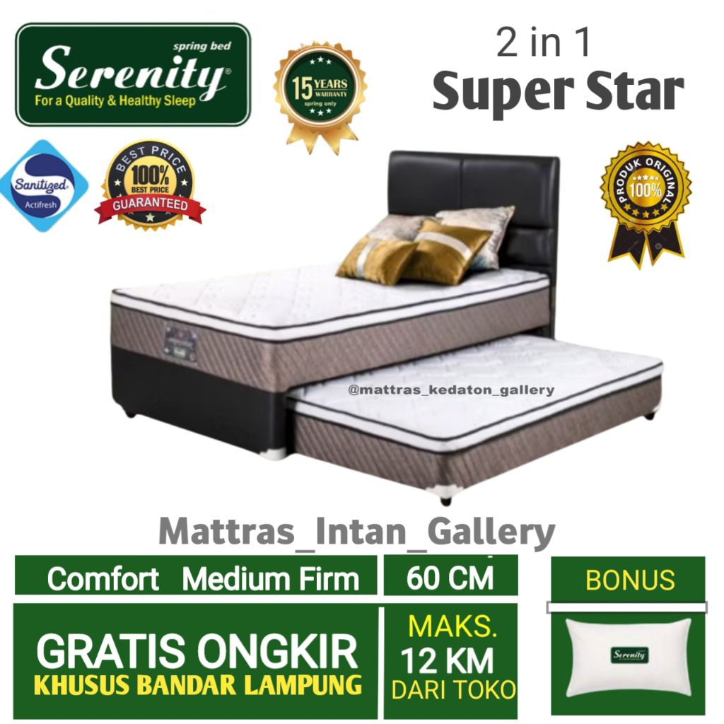 Kasur Springbed Sorong Serenity Superstar 2in1 Uk 120x200 - matras 2 in 1 elite spring bed 120 x 200