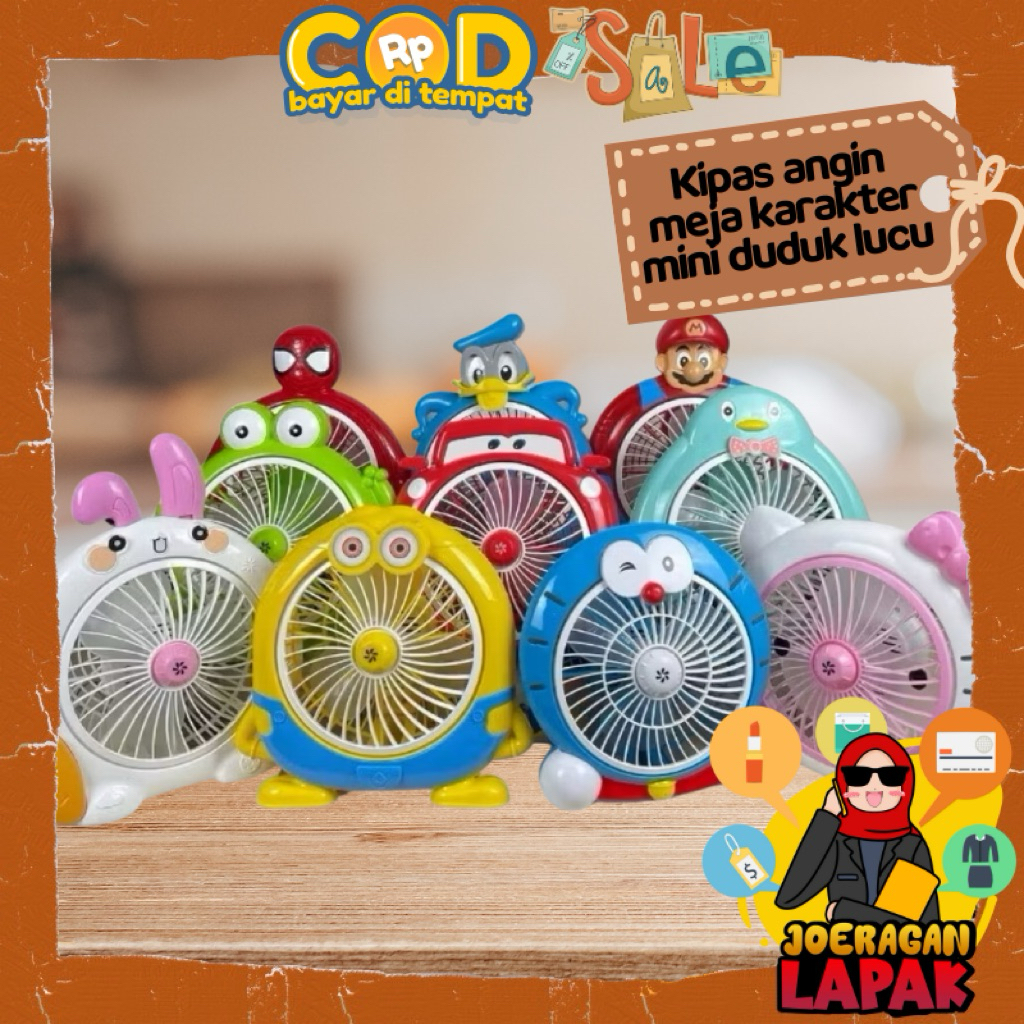 [JOERAGAN LAPAK] KIPAS ANGIN KARAKTER KIPAS MEJA DUDUK KECIL HELLO KITTY MINION DORAEMON PENGUIN CAR