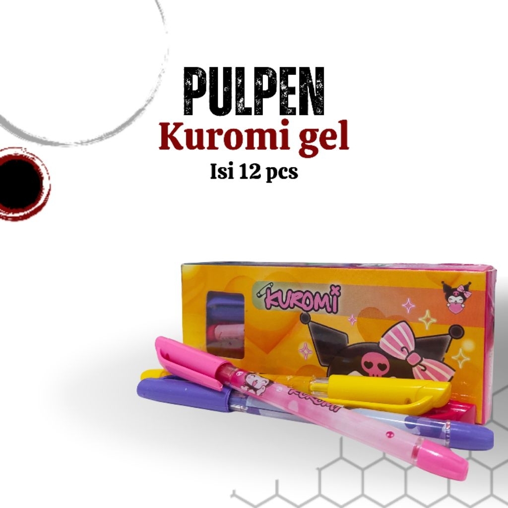 

(1 pack= 12 pcs) Pulpen gel Kuromi - Pulpen gel hitam murah