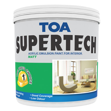 TOA SUPERTECH CAT TEMBOK AKRILIK INTERIOR MATT DOFF WARNA TINTING 25 KG / CAT TEMBOK TOA