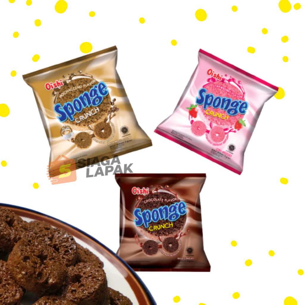 

Sponge Oishi 1 RENTENG ISI 10 PCS Snack Crunchy All Varian Rasa Coklat Stroberi