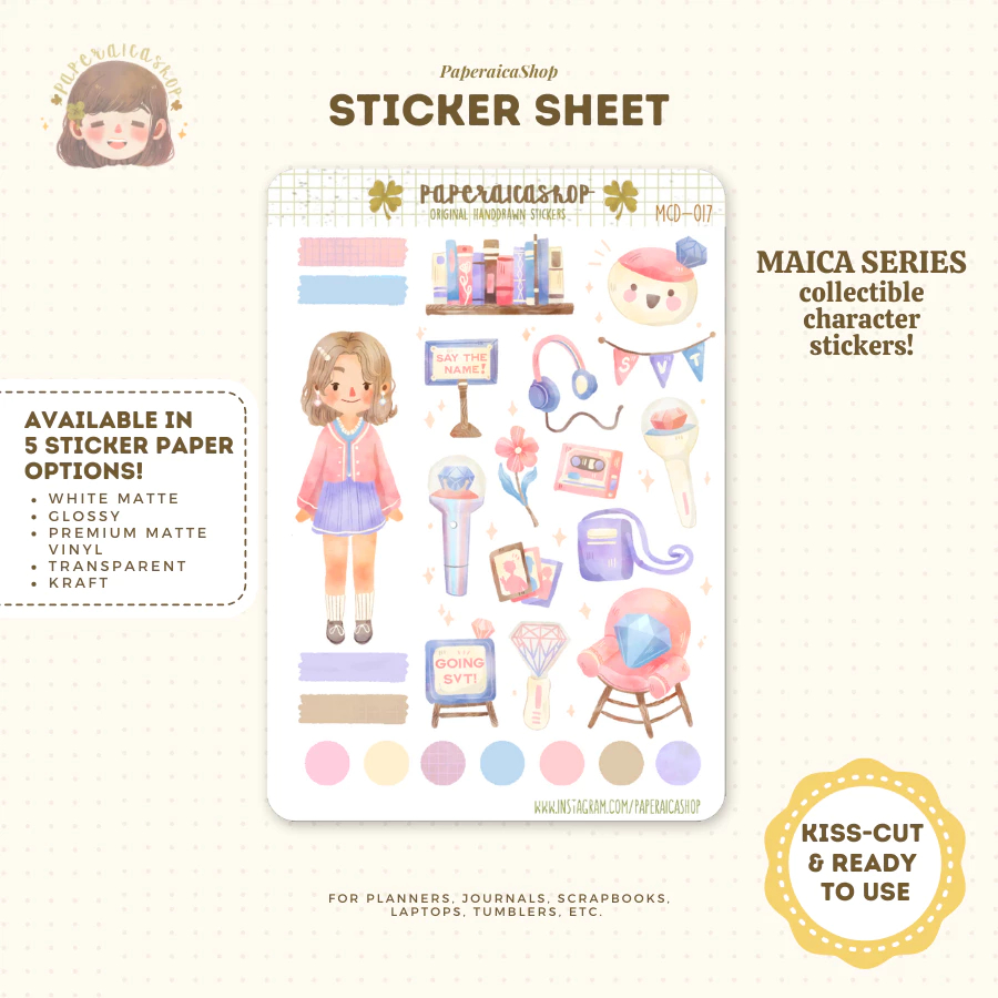 

Paperaica - Cute Carat Girl Stickers, Seventeen Stickers, Fan Stickers, Kpop Stickers