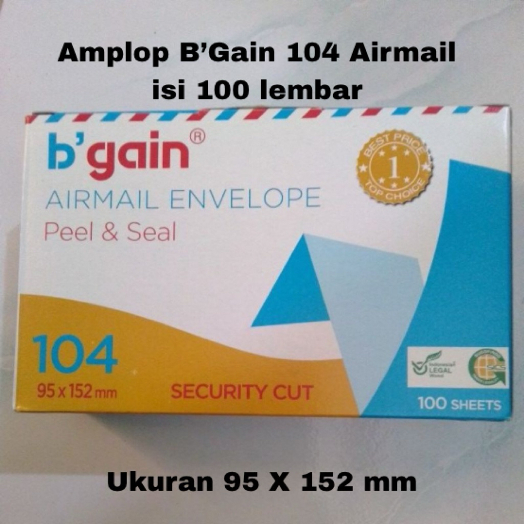 

AMPLOP B’GAIN 104 AIRMAIL TANGGUNG 95x152 ISI 100 LEMBAR