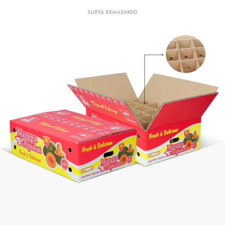 

(5pcs) Box Buah Mangga 10kg Kardus Klonal Sekat 24 Motif Alpukat Merah