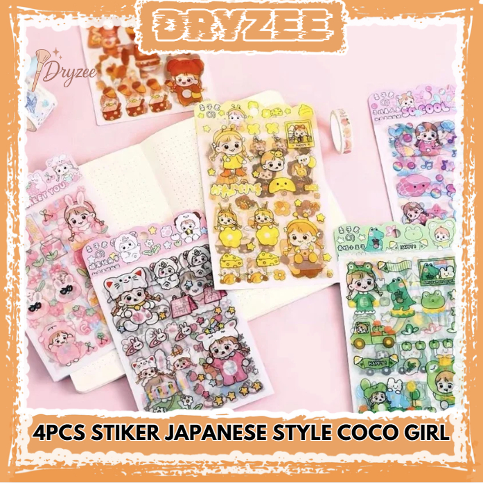 

4Pcs Stiker Dekorasi Buku Diary Japanese Style Coco Girl - SP02