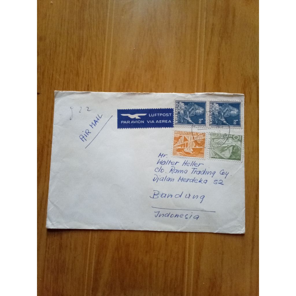 

amplop dan perangko helvetia tanpa isi surat vintage