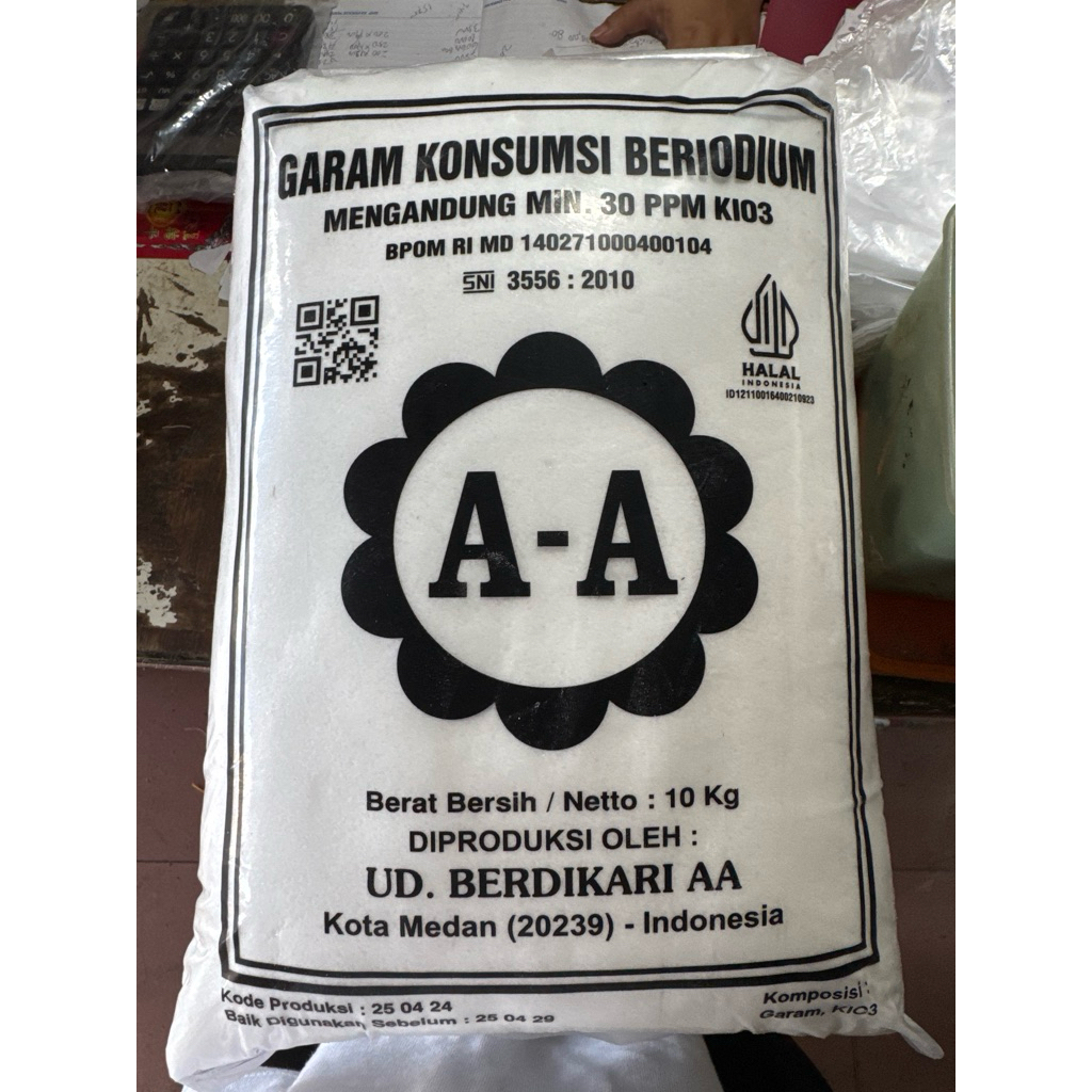 

Garam makan / masak beriodium merek AA 10 kg
