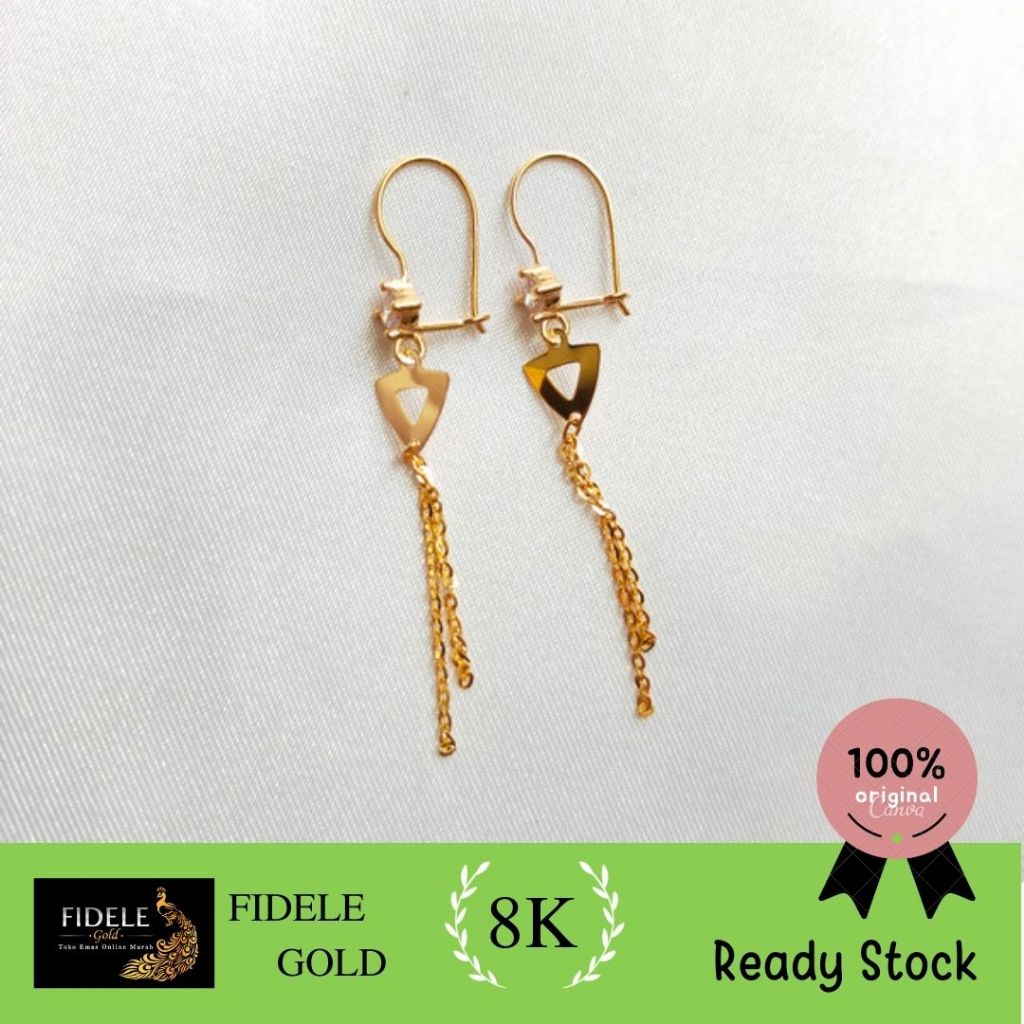Anting fkl hati love anting desi emas asli 375 8k
