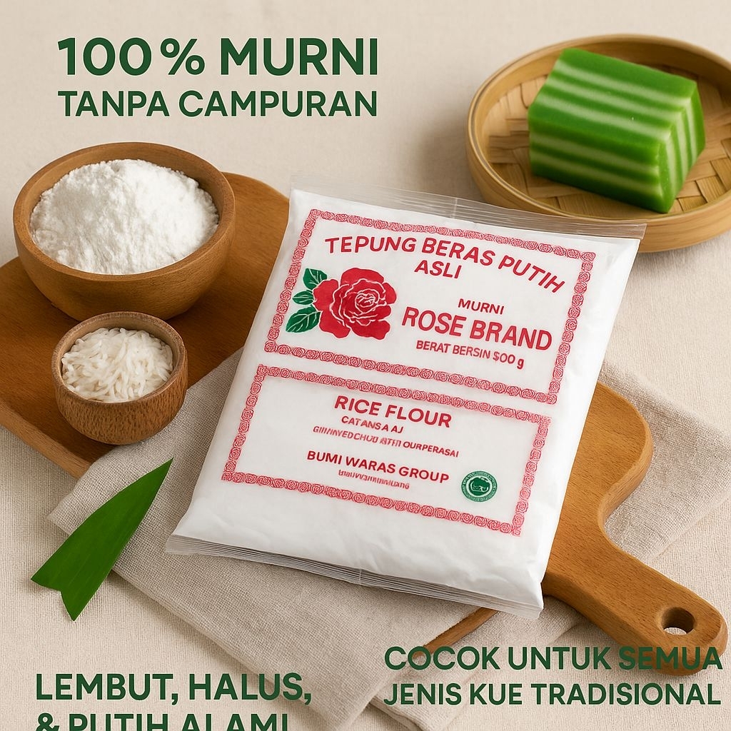 

Rose Brand Tepung Beras Putih Asli 500gr – Halus & Alami, Cocok untuk Aneka Kue Tradisional