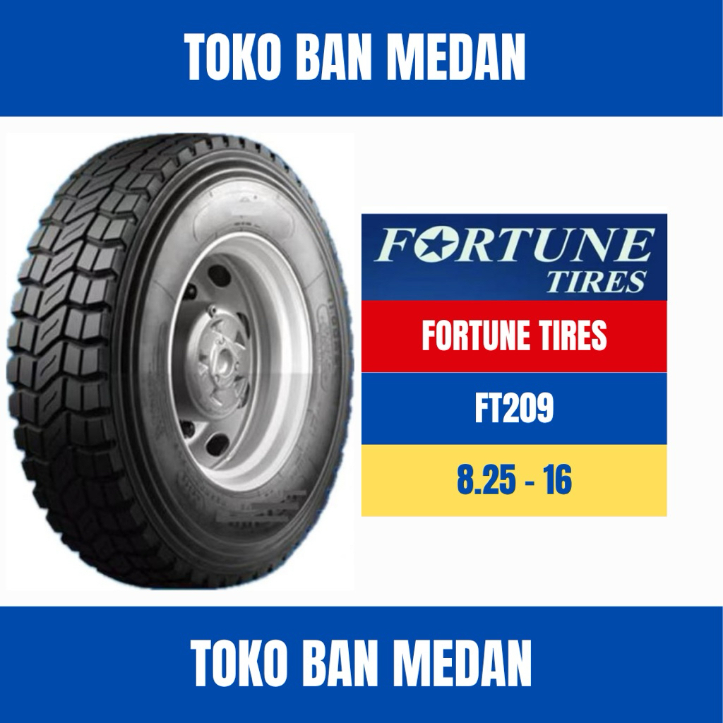 BAN TRUK KAWAT FORTUNE FT209 825 R16 16 ( KOMPLIT BAN DALAM DAN SELENDANG )