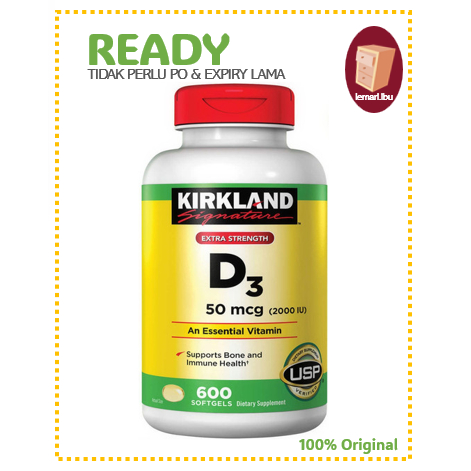 Kirkland Signature Extra Strength D3 50mcg (2000U) - Vitamin - 100% ORIGINAL
