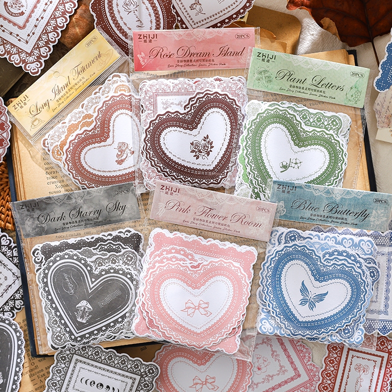 

(5M33) 20pcs Stiker Seri Cerita Renda Dekorasi Buku Pegangan Retro Sederhana Stiker Perekat Diy Journal Scrapbook