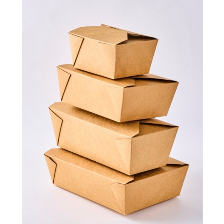 Kotak makan - Brown Paper Food Box 26oz - LAMINASI- Premium