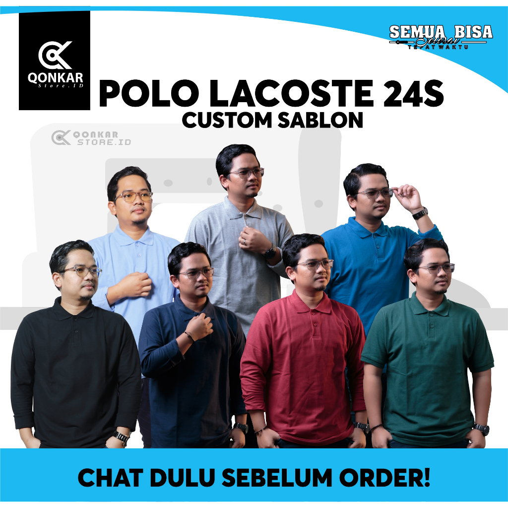 Kaos Kerah Polo Shirt Lacoste CVC 24S Lengan Pendek Sablon A3