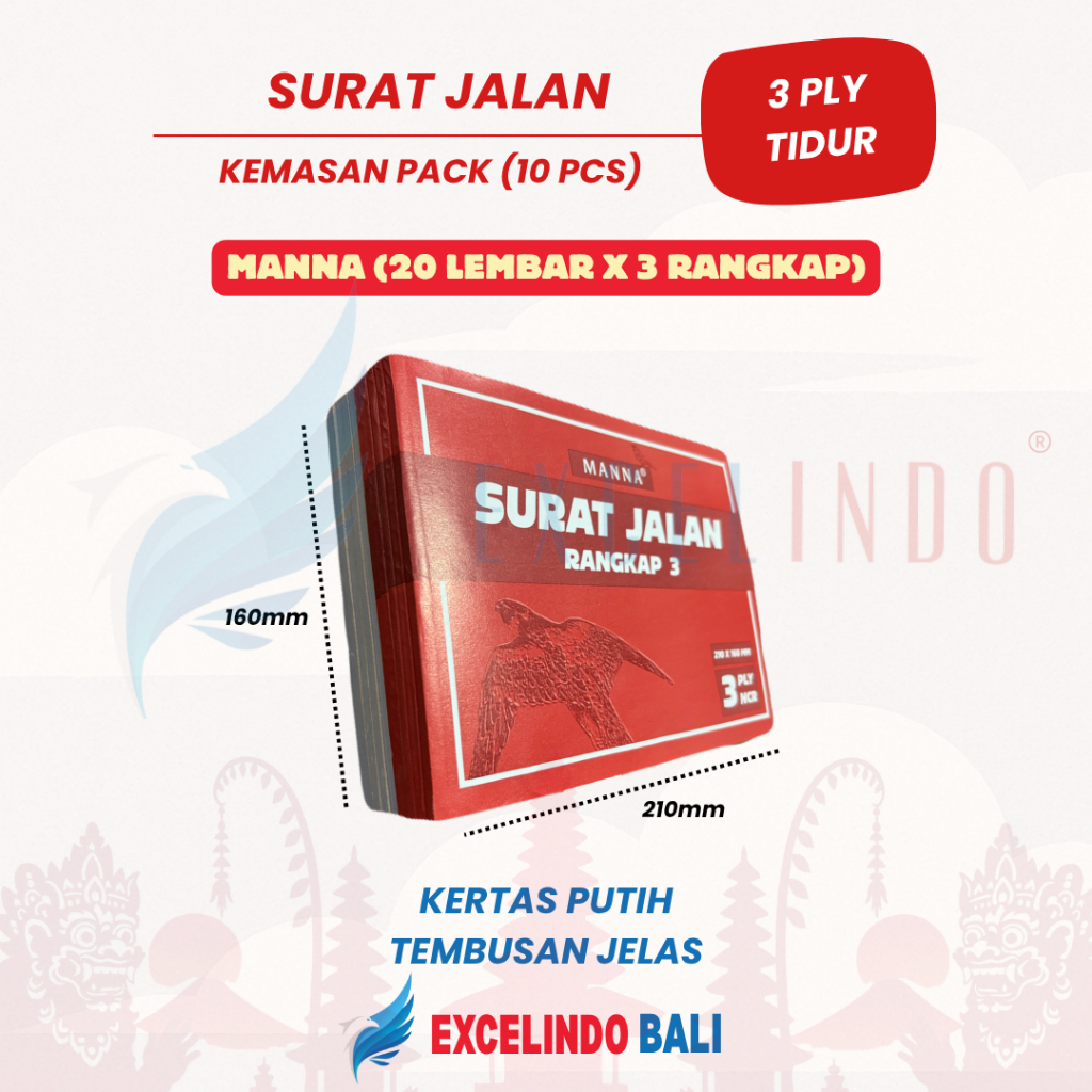 

(ISI 10 BUKU) Surat Jalan 3 ply HARGA GROSIR NCR UKURAN 210mm*160mm (Tidur) merk Manna PREMIUM QUALITY