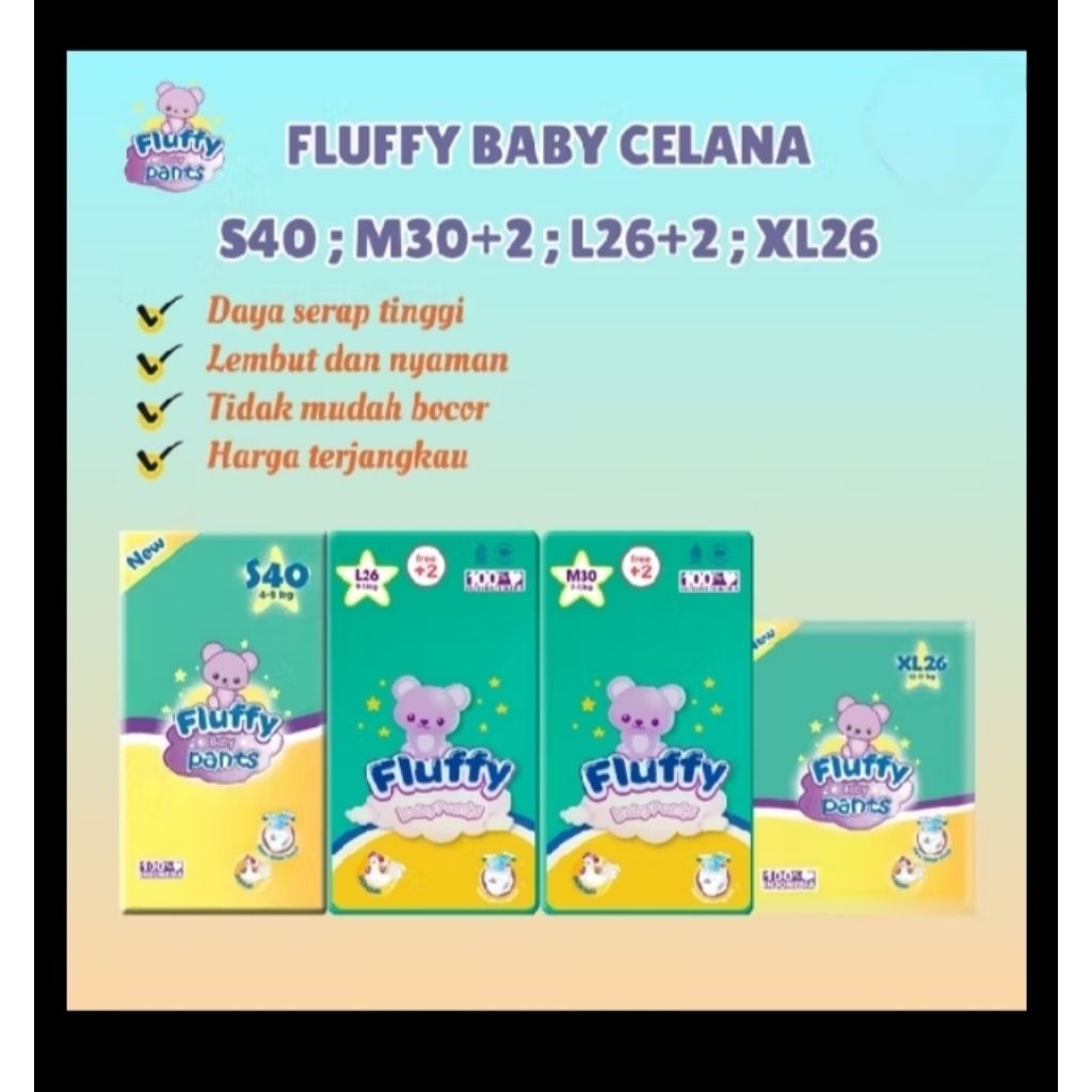 pampers fluffy ukuran S, M, L