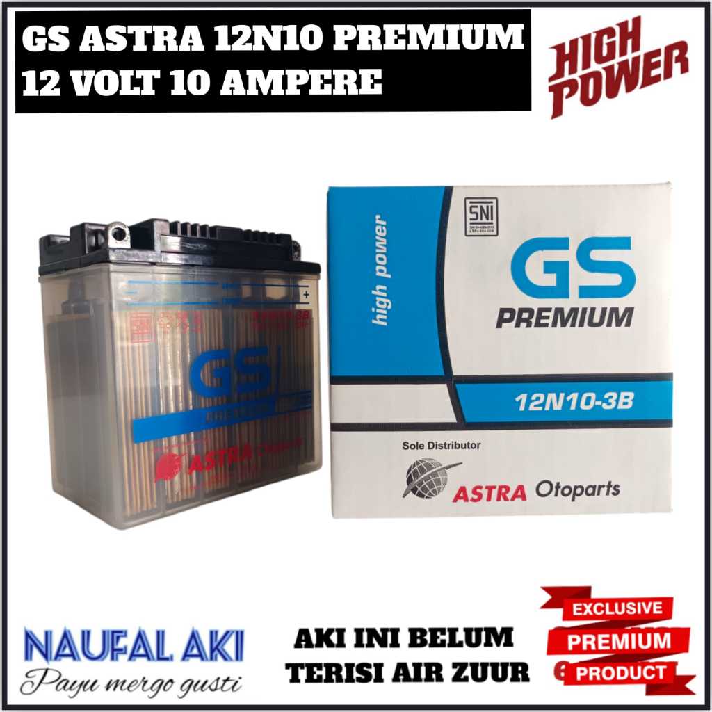Aki Motor Jialing/Viar/Tosaa/Thunder 250 1999/VesPa GS Astra 12N10-3B Aki Basah Original
