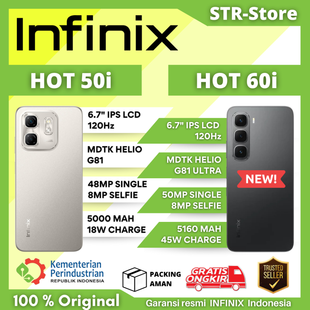 INFINIX HOT 60i 8/256 GB GARANSI RESMI HOT 60i 6/128 GB- HOT 50i 6/128 GB GARANSI RESMI INFINIX RAM 