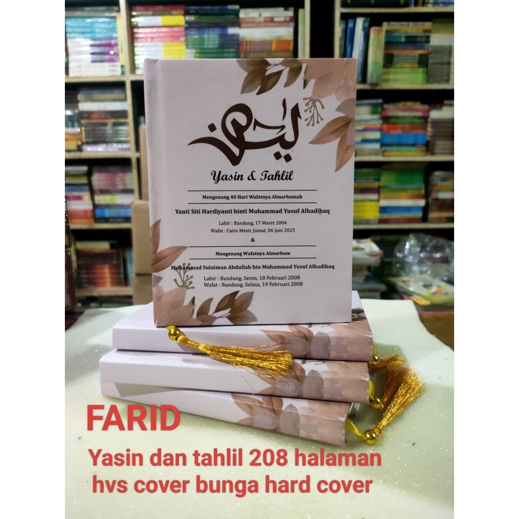 cetak Yasin dan tahlil cover bunga hard cover