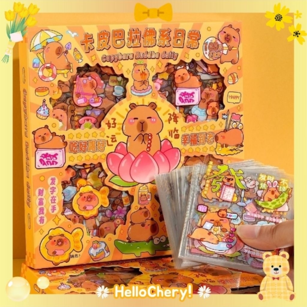 

HelloChery! 1 Pcs Stiker Capybara Sticker Decor Journal Diary Stiker Lucu Cartoon Capybara Hiasan Stiker Anak