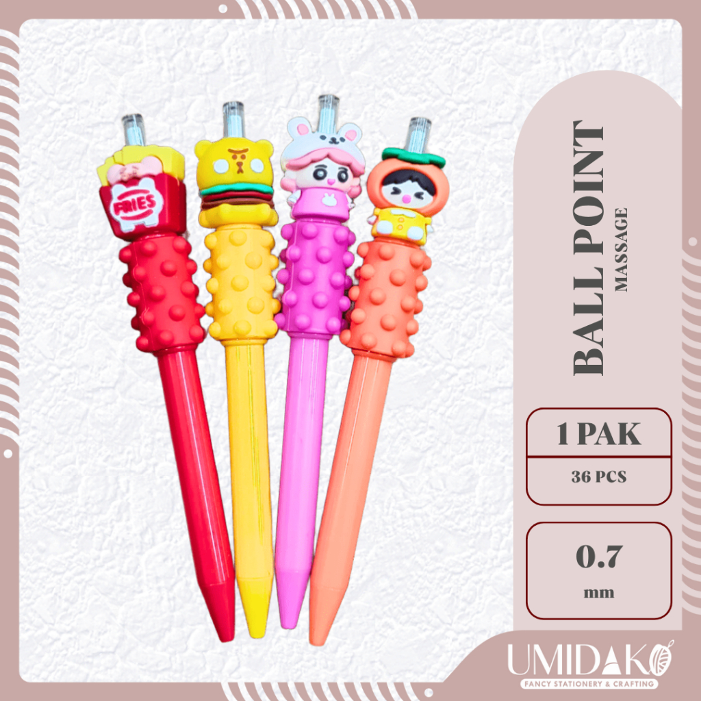 

[UMIDAKO] BALLPOINT MASSAGE | PULPEN PIJAT TANGAN KARAKTER LUCU | PULPEN PIJAT TANGAN KARAKTER KELINCI BURGER KENTANG WORTEL WARNA WARNI