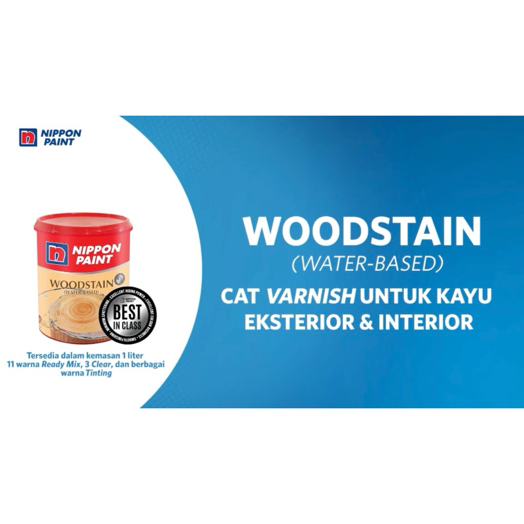 Nippon Paint Woodstain Water-Based / Plitur Kayu / Cat Kayu Exterior Interior