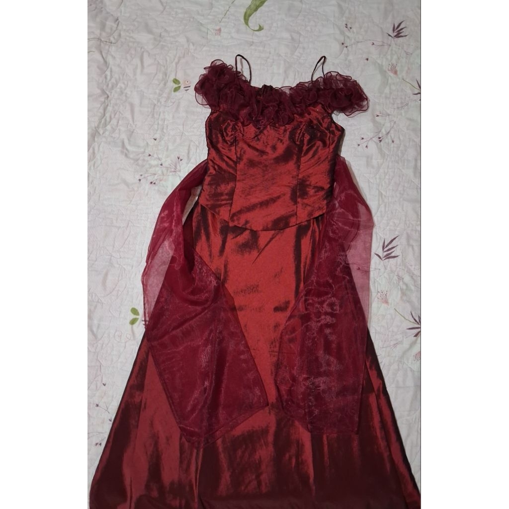 PRELOVED Night Party Gown Corset Top Long Umbrella Dress (3 Pieces Set)