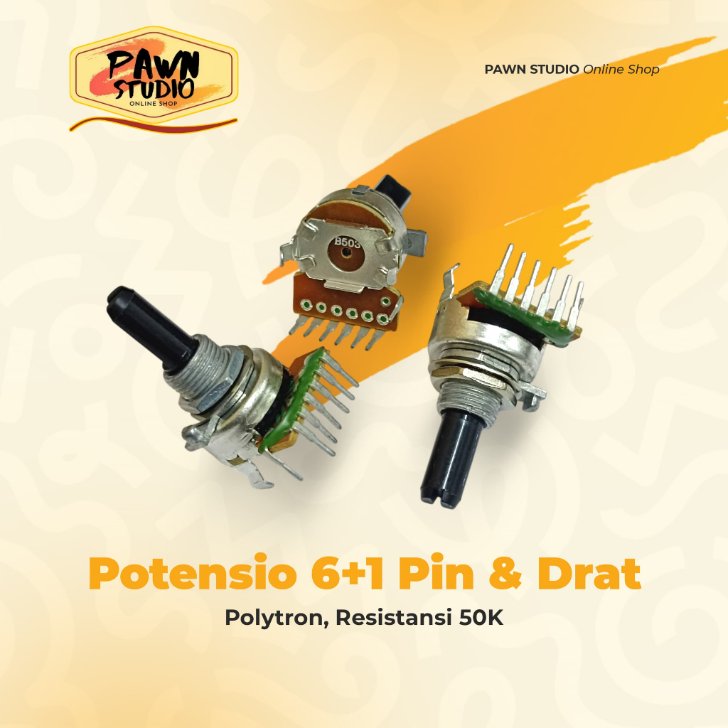 Potensio Polytron 6+1 pin CT 50k Drat Kaki 6 + 1 Tekuk Volume Mixer B503 B 503