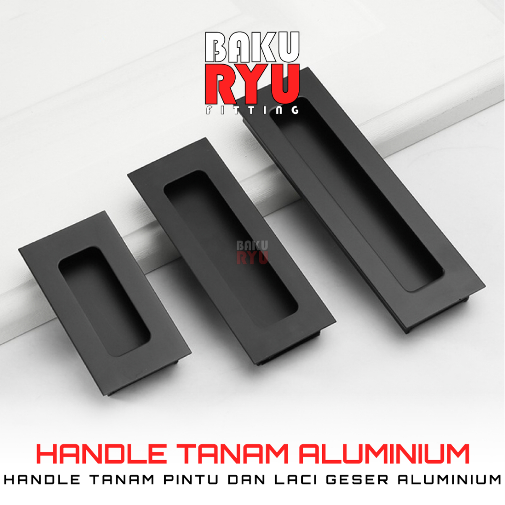 Handle Tanam Kotak Aluminium Hitam Untuk Laci dan Pintu Lemari Geser