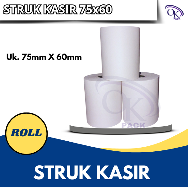 

Kertas Struk Kasir Rangkap 1 Ply NCR 76x60, 75x60 Printer Kasir, Kertas Kasir