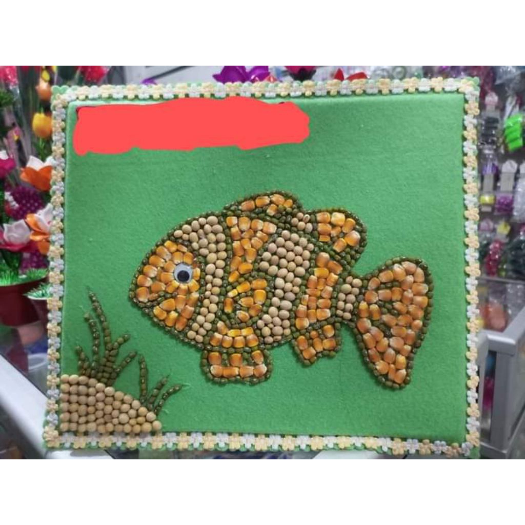 prakarya kolase dari biji-bijian