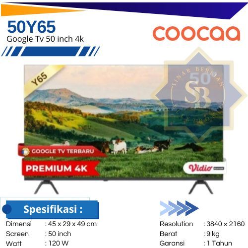 COOCAA 50 INCH GOOGLE Digital TV 4K UHD 50Y65