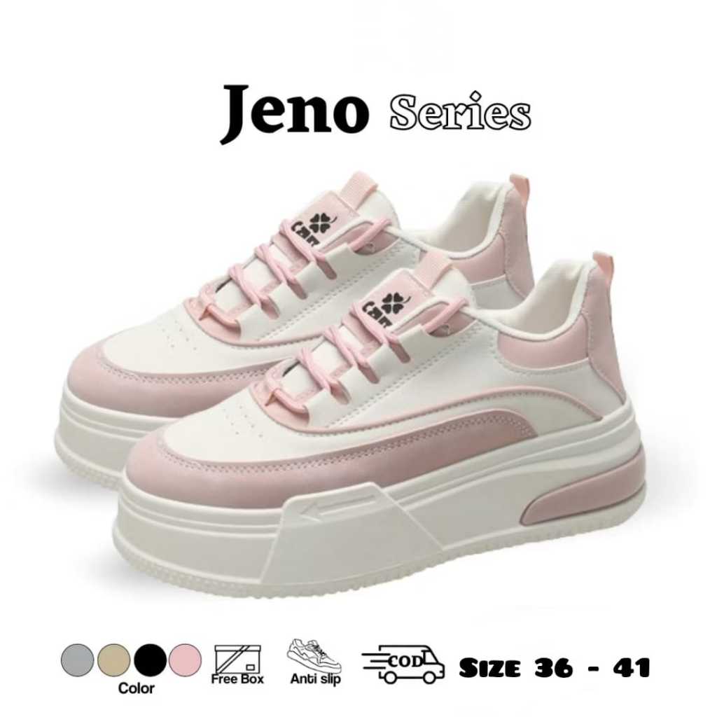VPN Jeno Sepatu Sneakers Wanita Kasual Sport Shoes Pink Hitam Moka Abu 438