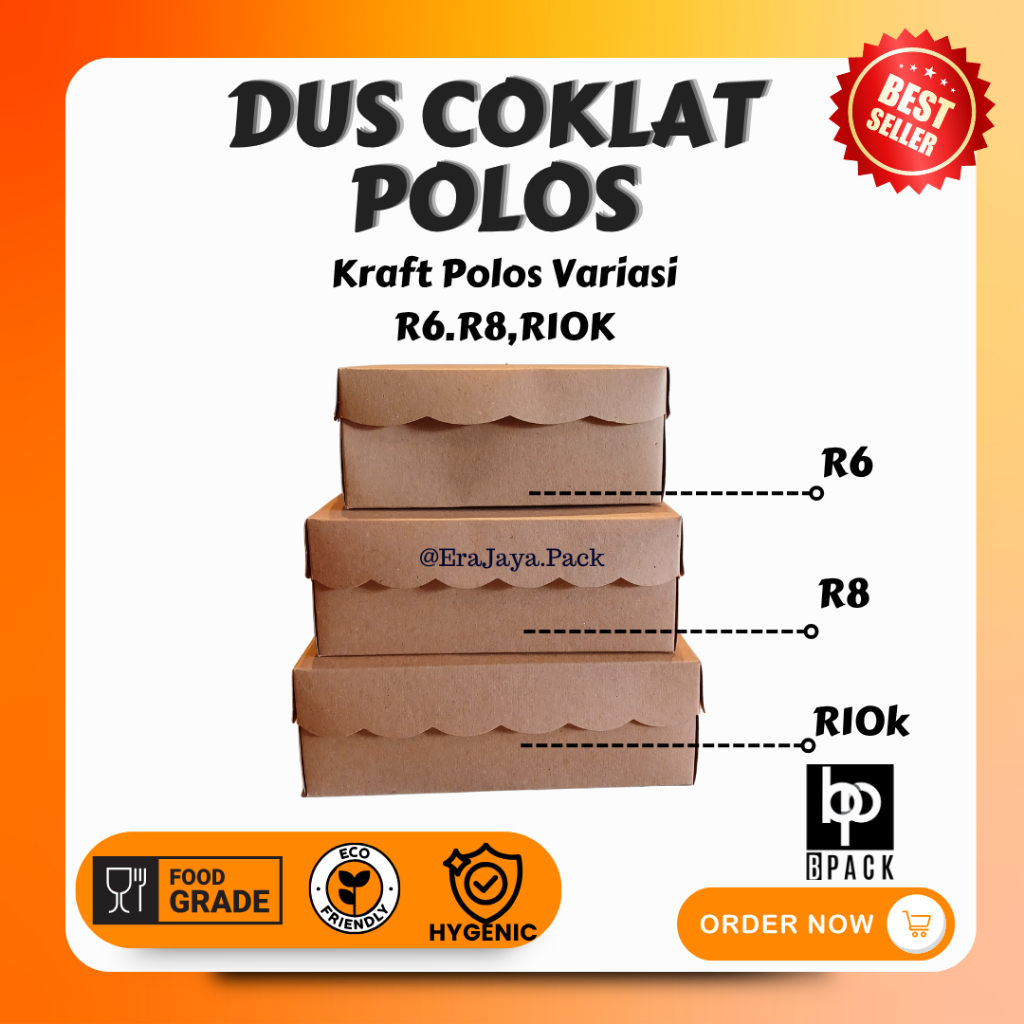 

[Min 25pcs] Dus Kue Coklat Polos Non Laminasi/Variasi R6,R8,R10K Box Makanan Kraft