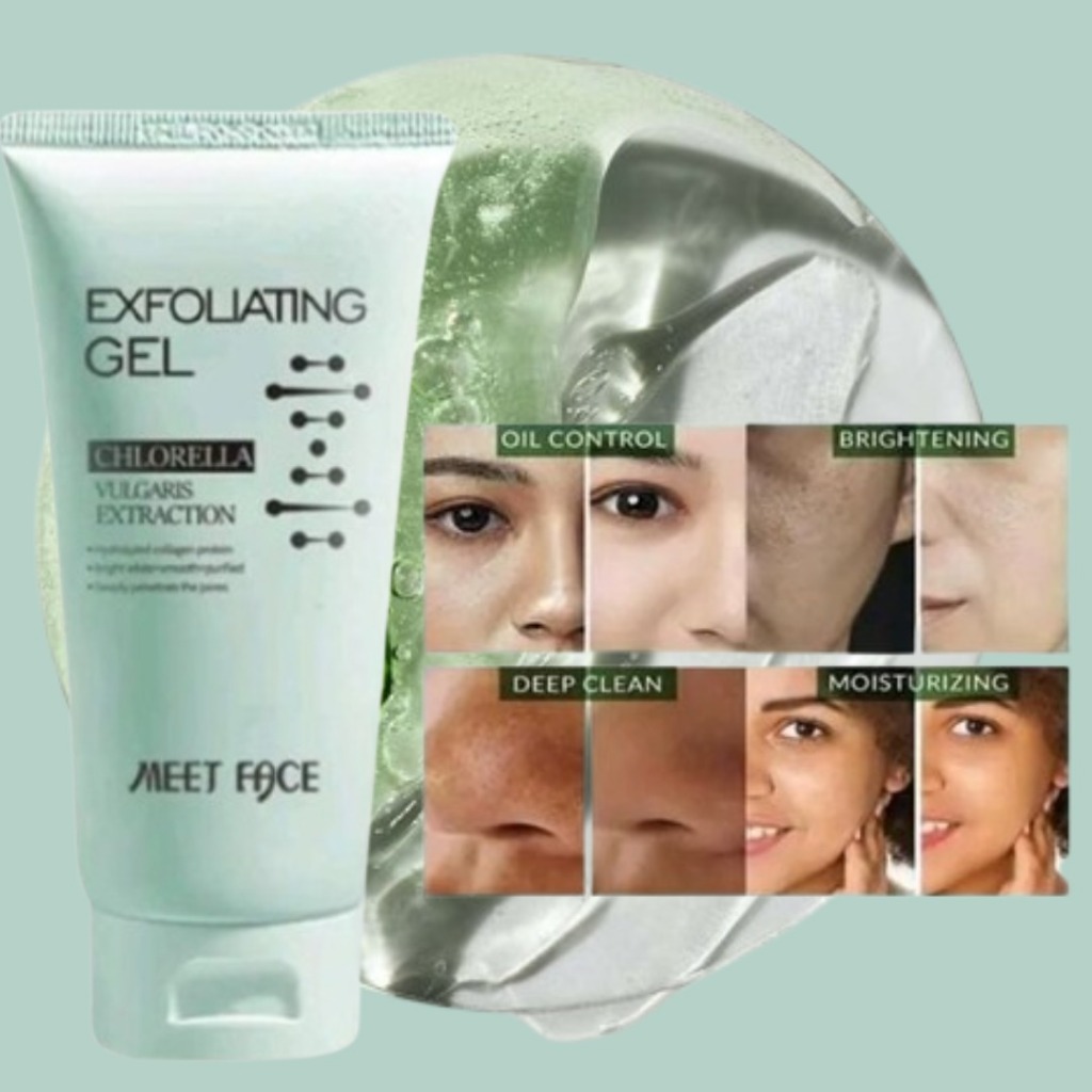Meet Face Exfoliating Gel Niacinamide Chlorella Vulgaris Extraction Melembabkan Mencerahkan 50g