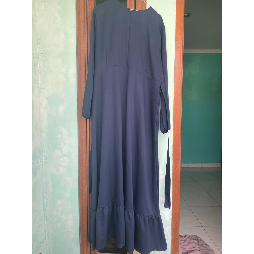 [PRELOVED] Gamis Polos Brand NAQA.ID Warna Navy Size L (Include Hijab Pad Antem)